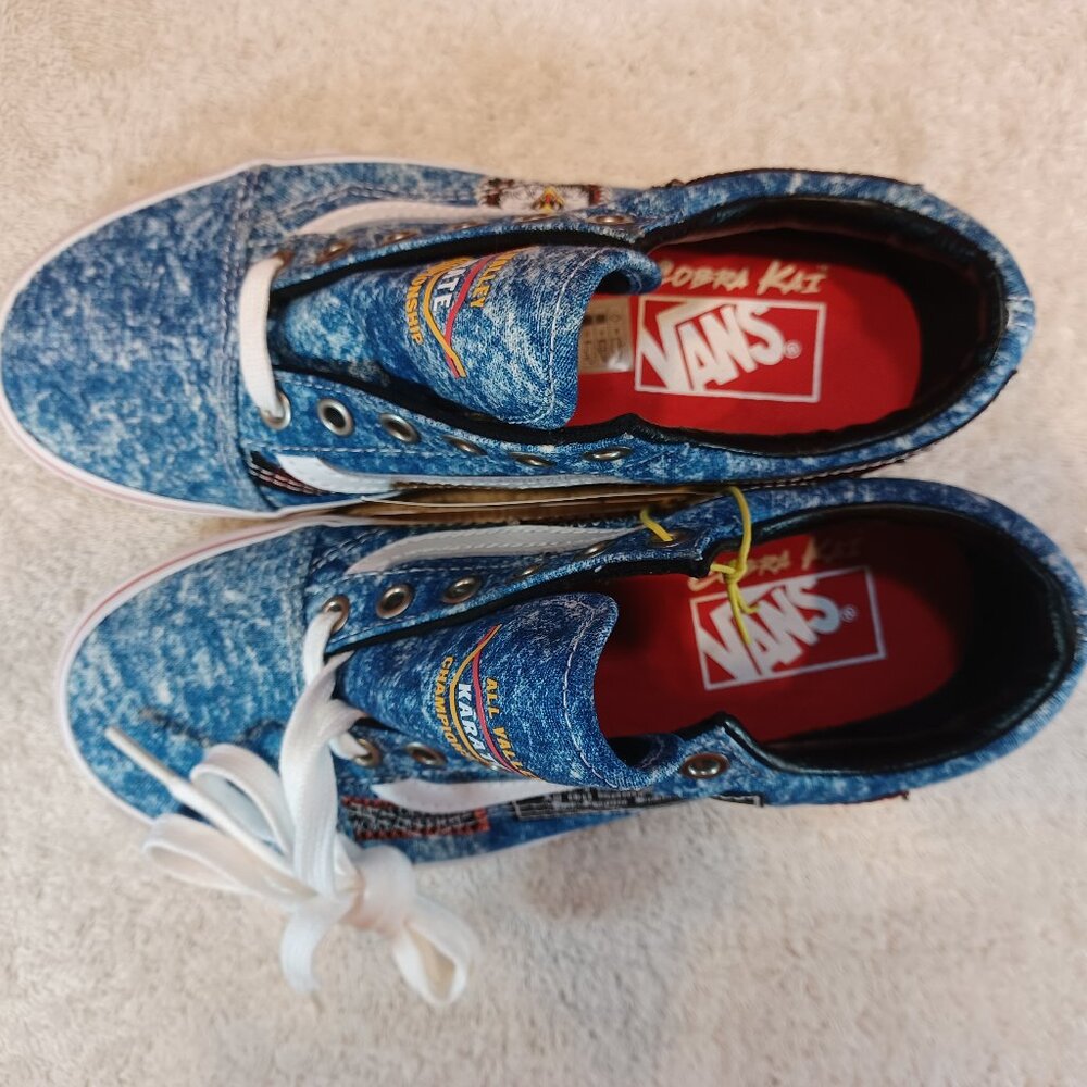 Vans X Men's 4.5/Women's 6 Cobra Kai Old Skool Denim Blue/White VN0A3WKT6GL - Picture 5 of 12